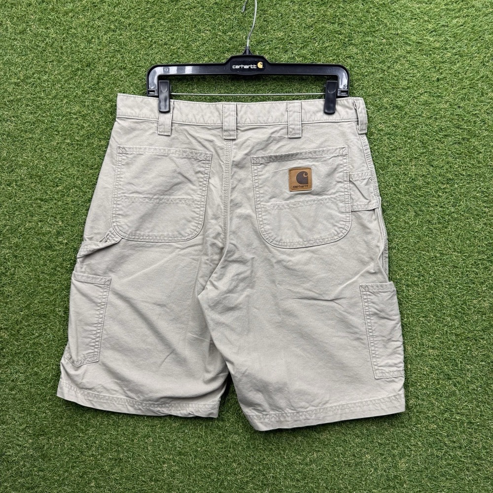 Carhartt Shorts Mens 34 Brown Canvas Carpenter Workwear Utility Loose Fit Khaki